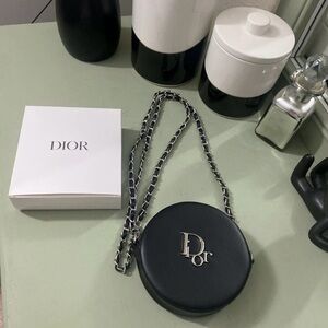 Dior Authentic beauty VIP black and silver long straps vanity beauty small bag